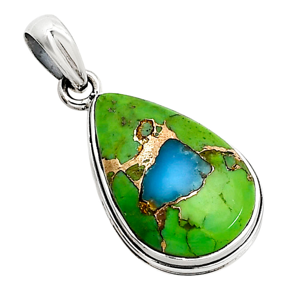 Blue Turquoise In Green Mohave Pendant P-1124 SDP158528