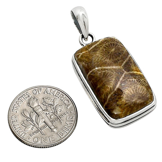 Flower Fossil Coral Pendant P-1124 SDP158554