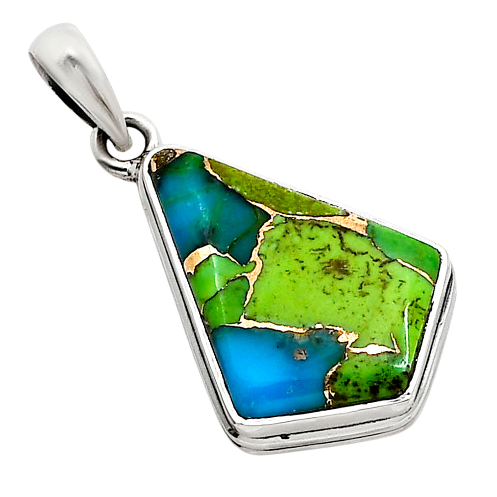Blue Turquoise In Green Mohave Pendant P-1124 SDP158570