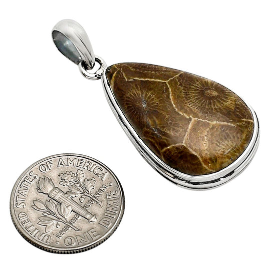 Flower Fossil Coral Pendant P-1124 SDP158632