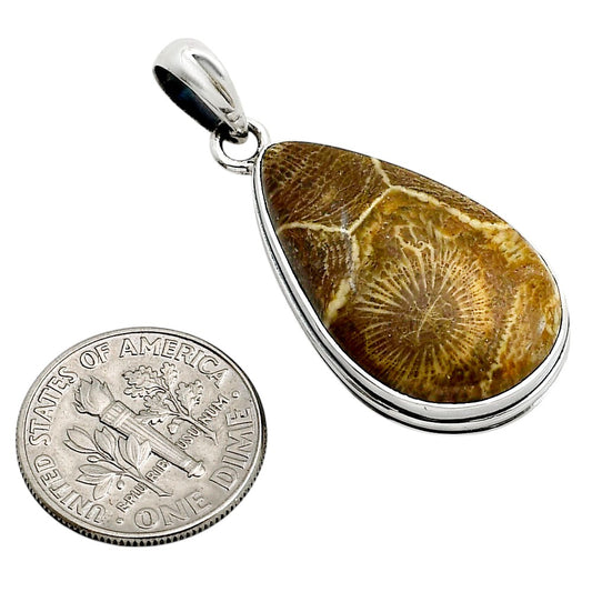 Flower Fossil Coral Pendant P-1124 SDP158634