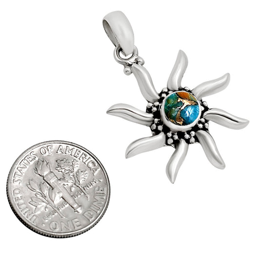 Sun - Spiny Oyster Turquoise Pendant P-1263 SDP158696