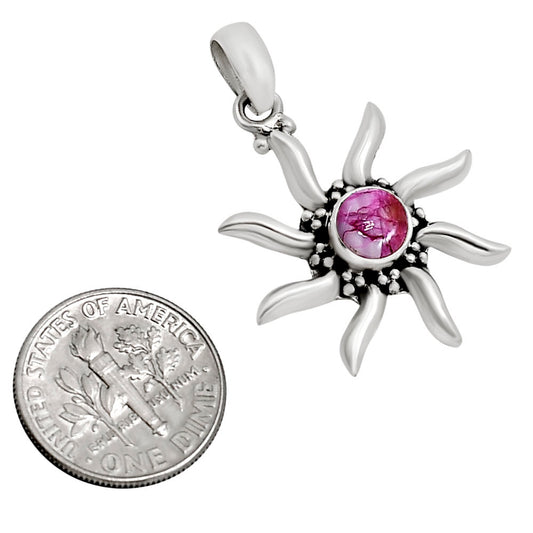 Sun - Kingman Pink Dahlia Turquoise Pendant P-1263 SDP158697