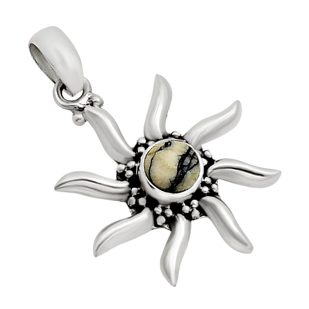 Sun - Authentic White Buffalo Turquoise Nevada Pendant P-1263 SDP158699