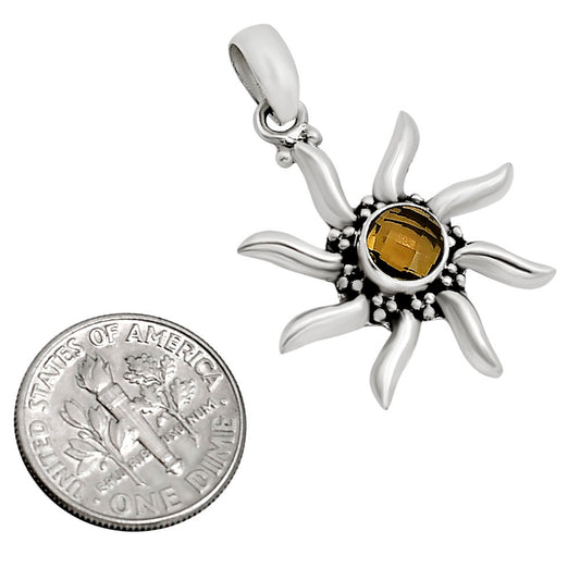 Sun - Smoky Quartz Checker Pendant P-1263 SDP158726