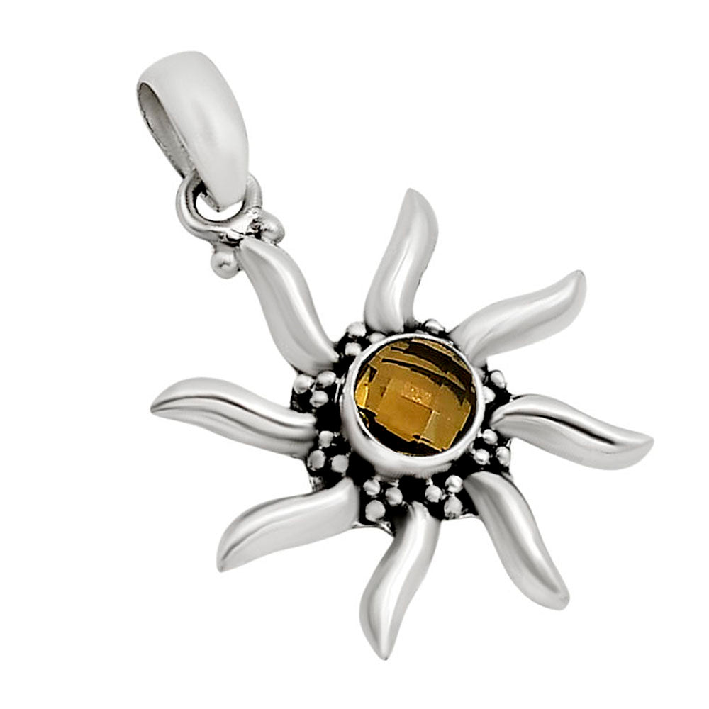 Sun - Smoky Quartz Checker Pendant P-1263 SDP158729