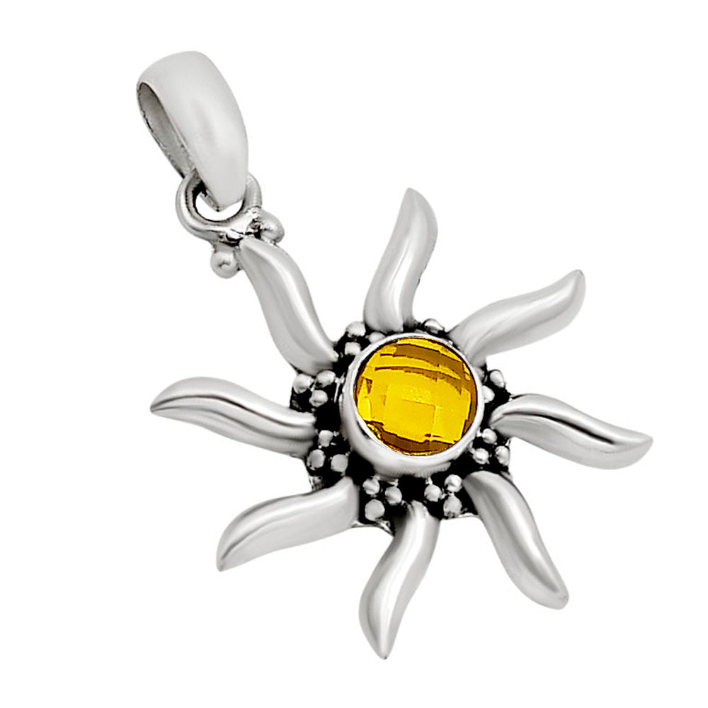 Sun - Citrine Checker Pendant P-1263 SDP158732
