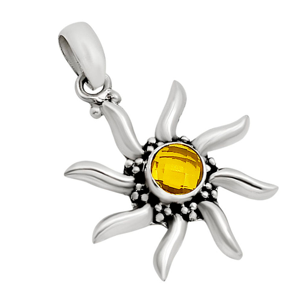 Sun - Citrine Checker Pendant P-1263 SDP158739