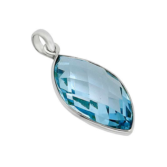 Sky Blue Topaz Checker Briolette Pendant P-1053 SDP158787