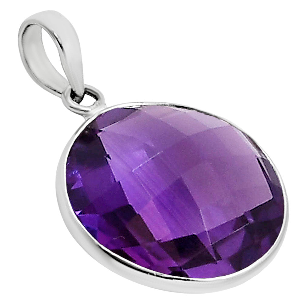 Amethyst Checker Briolette Pendant P-1053 SDP158791