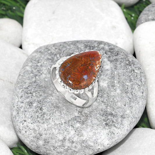 Natural Red Moss Agate Ring size-8 R-1652 SDR150880