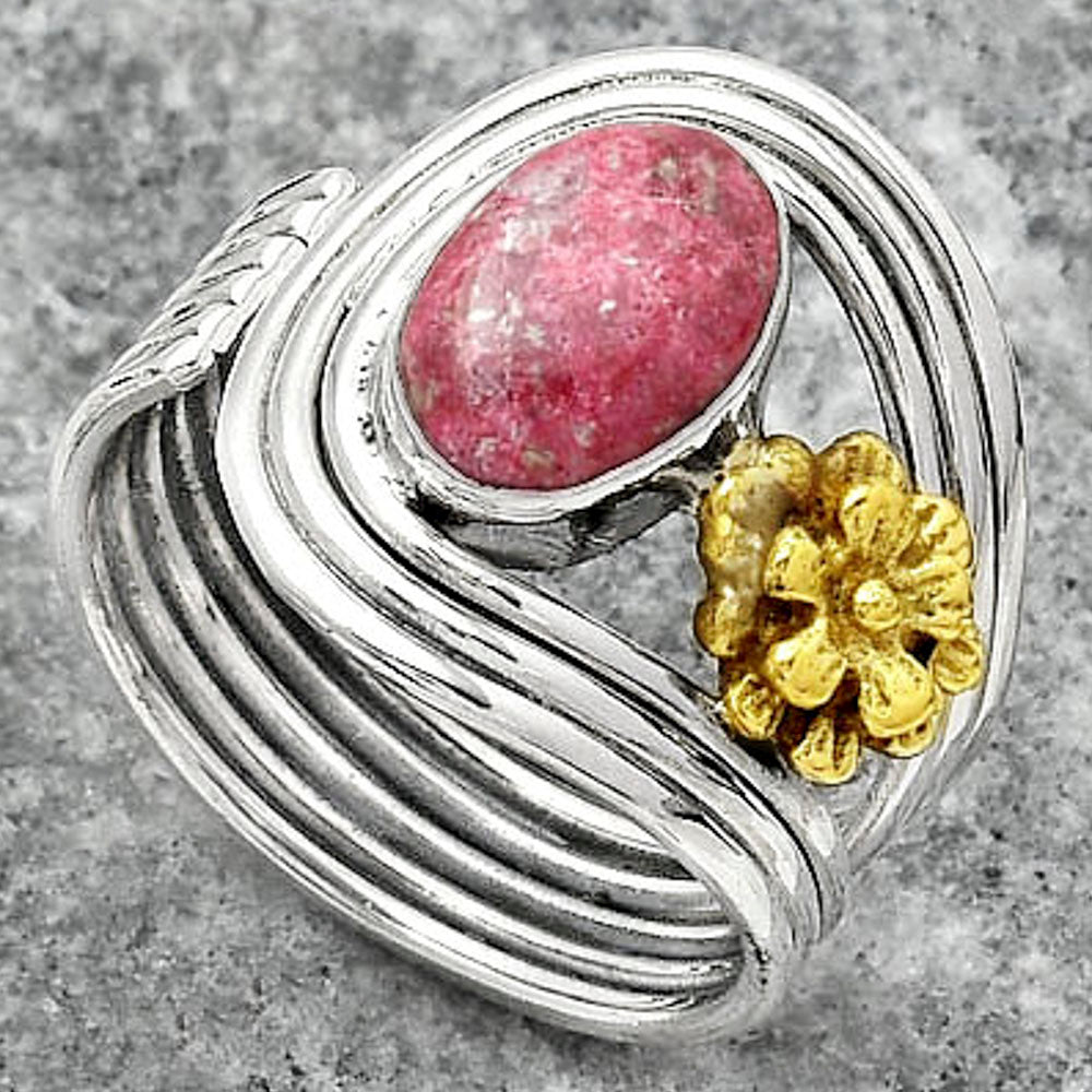 Two Tone Adjustable Flower - Pink Thulite Ring size-8.5 R-1491 SDR150965