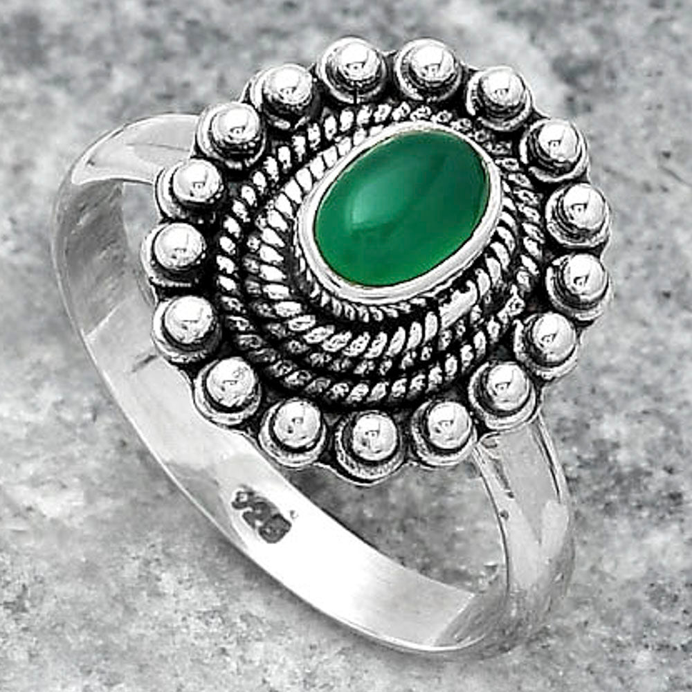 Natural Green Onyx Ring size-7.5 R-1124 SDR151195