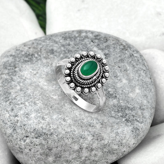 Natural Green Onyx Ring size-7.5 R-1124 SDR151195