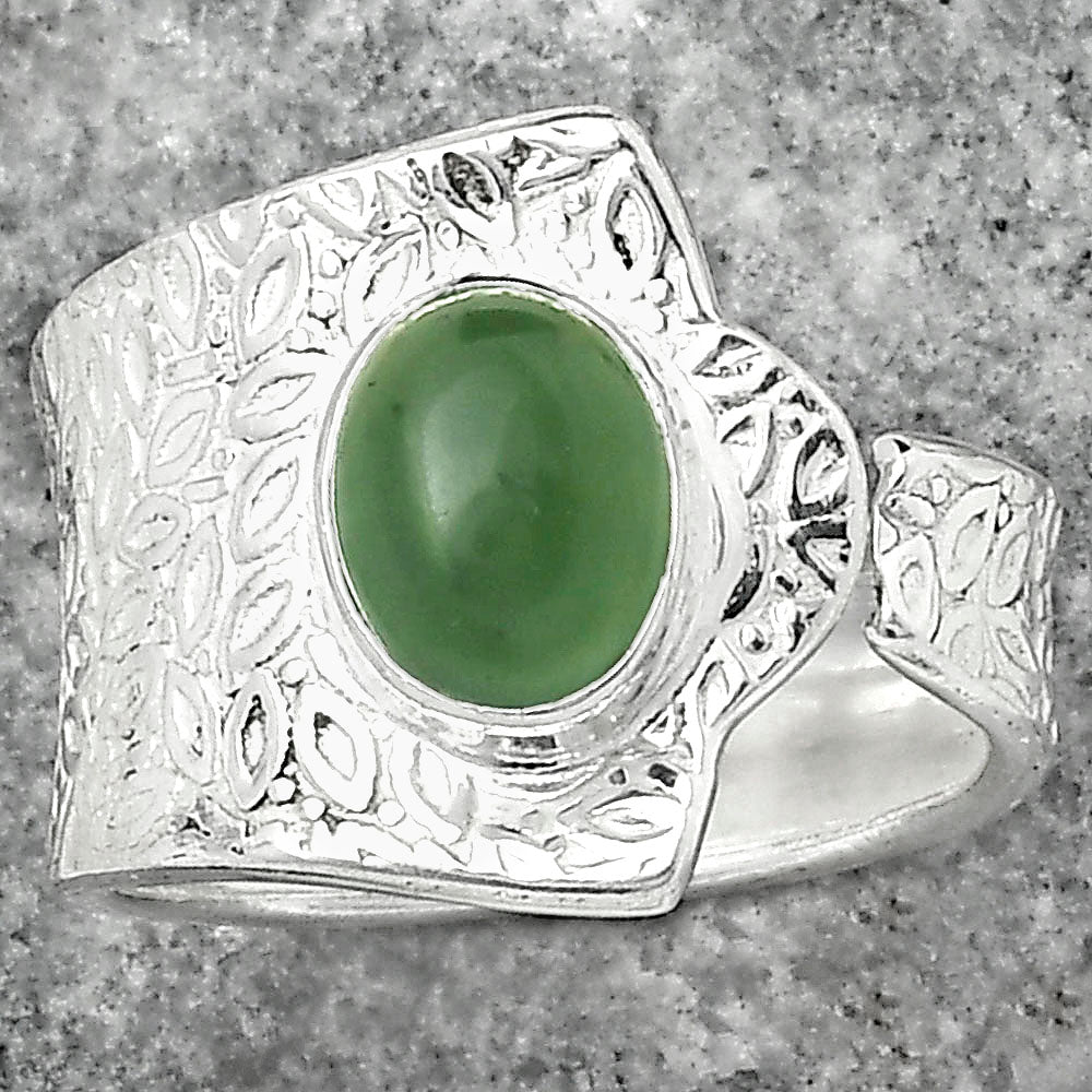 Adjustable - Nephrite Jade - Canada Ring size-8 R-1381 SDR152382