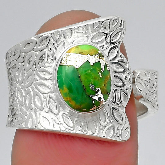 Adjustable - Copper Green Turquoise Ring size-7 R-1381 SDR152652