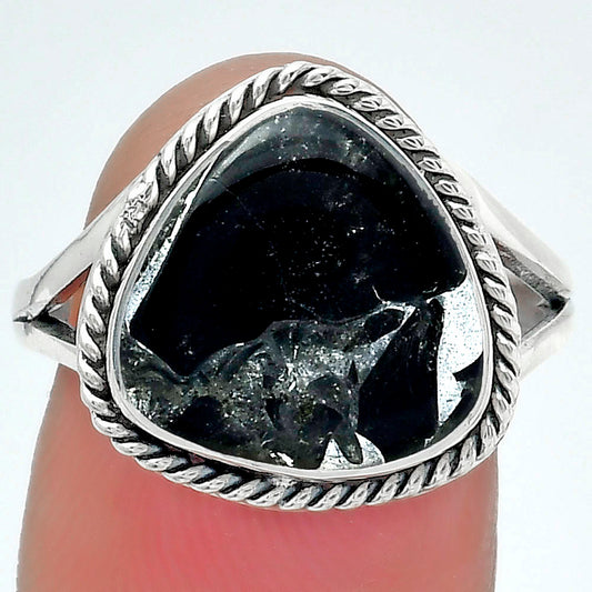 Natural Obsidian And Zinc Ring size-8 R-1010 SDR152980