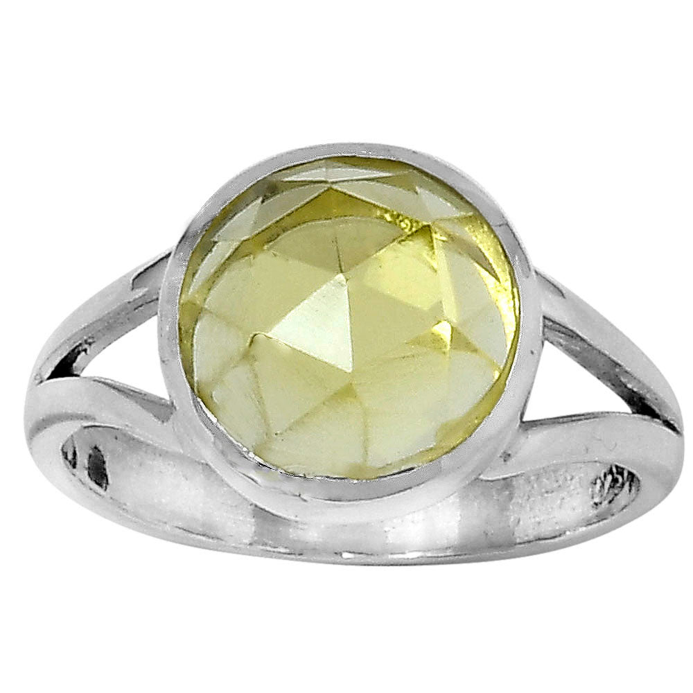Faceted Natural Lemon Quartz Ring size-7.5 R-1005 SDR153444