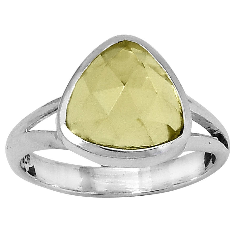 Faceted Natural Lemon Quartz Ring size-7 R-1005 SDR153501