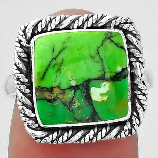 Natural Green Matrix Turquoise Ring size-7.5 R-1013 SDR153931