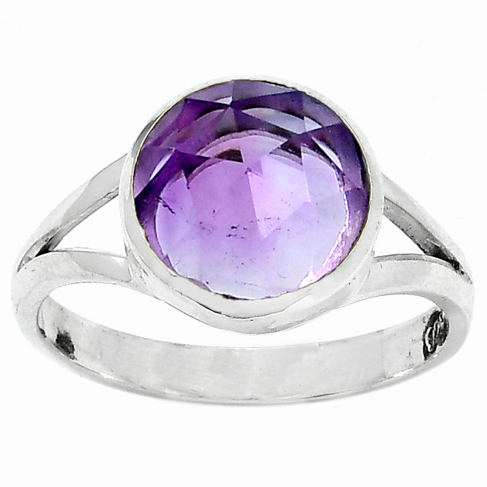 Faceted Natural Amethyst - Brazil Ring size-7.5 R-1005 SDR154830