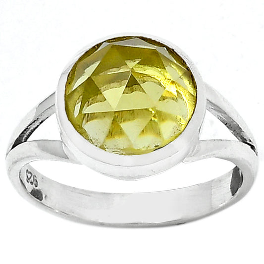 Faceted Natural Lemon Quartz Ring size-7.5 R-1005 SDR154833