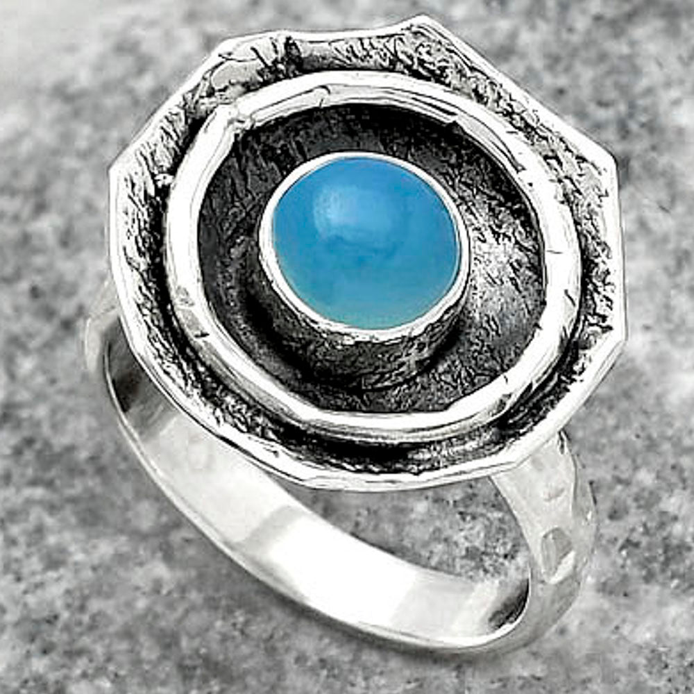 Natural Blue Chalcedony Ring size-6.5 R-1468 SDR154878
