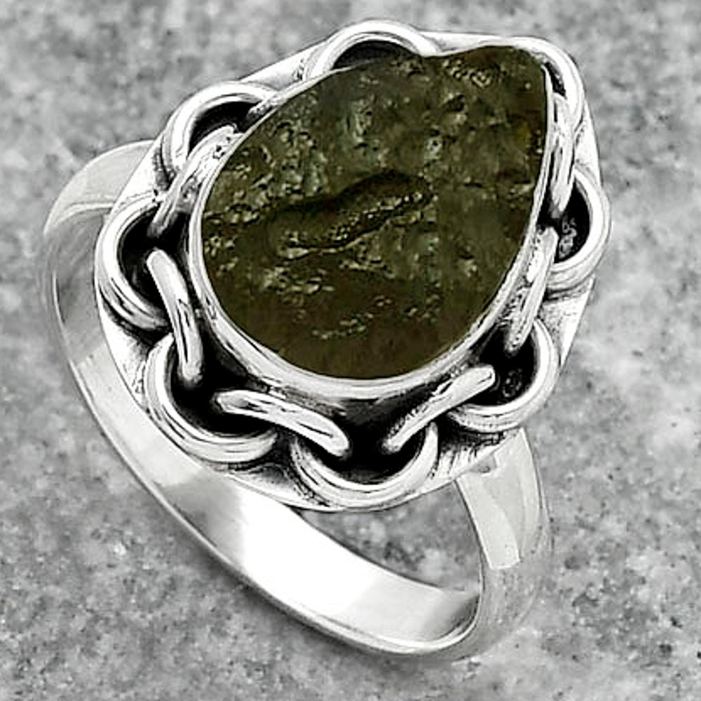 Natural Tektite Rough - Greek Ring size-7.5 R-1528 SDR155029