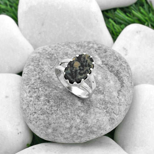 Natural Russian Honey Dendrite Opal Ring size-7.5 R-1210 SDR156024