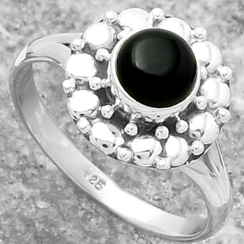 Natural Black Onyx - Brazil Ring size-8 R-1488 SDR157075