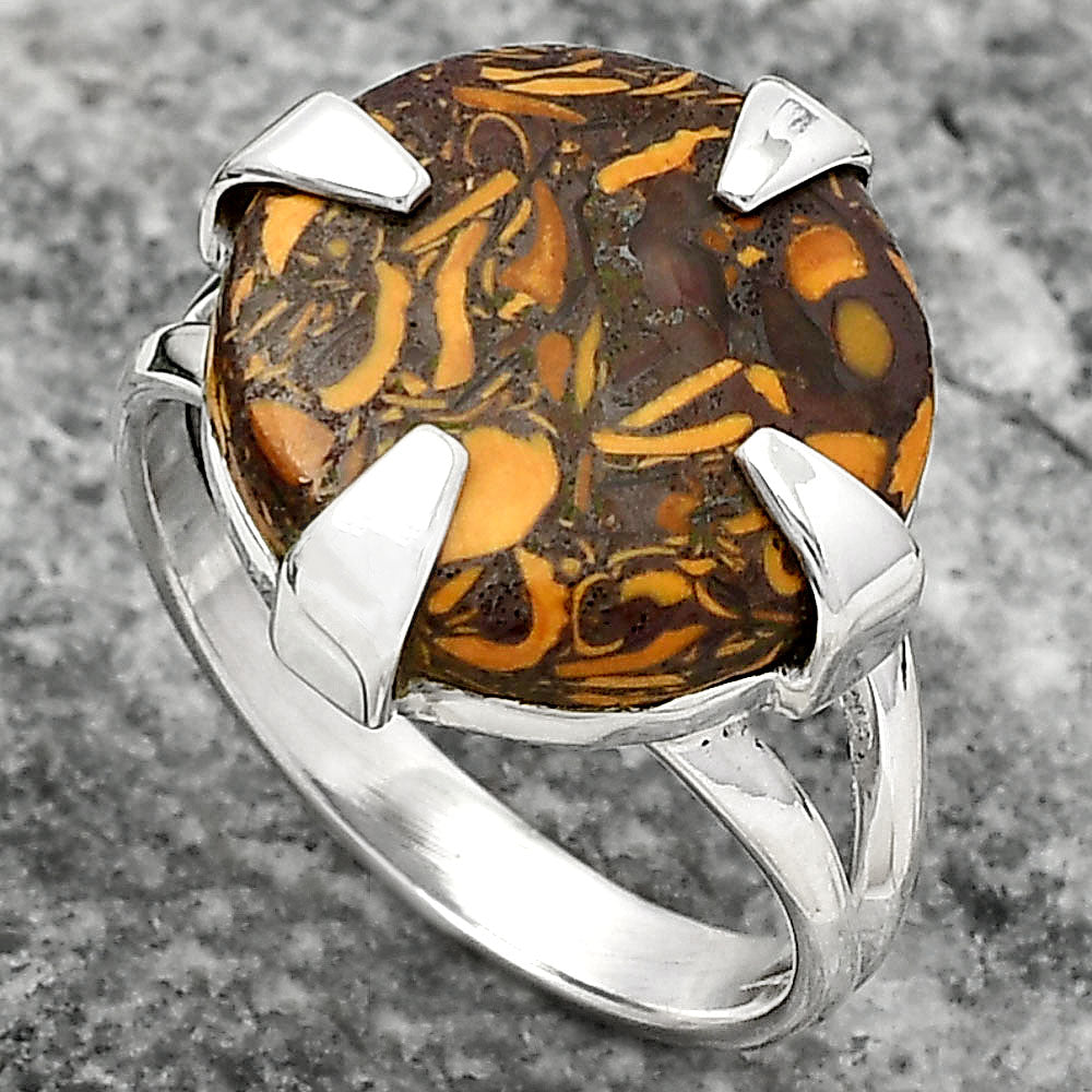 Coquina Fossil Jasper - India Ring size-8.5 R-1305 SDR157720