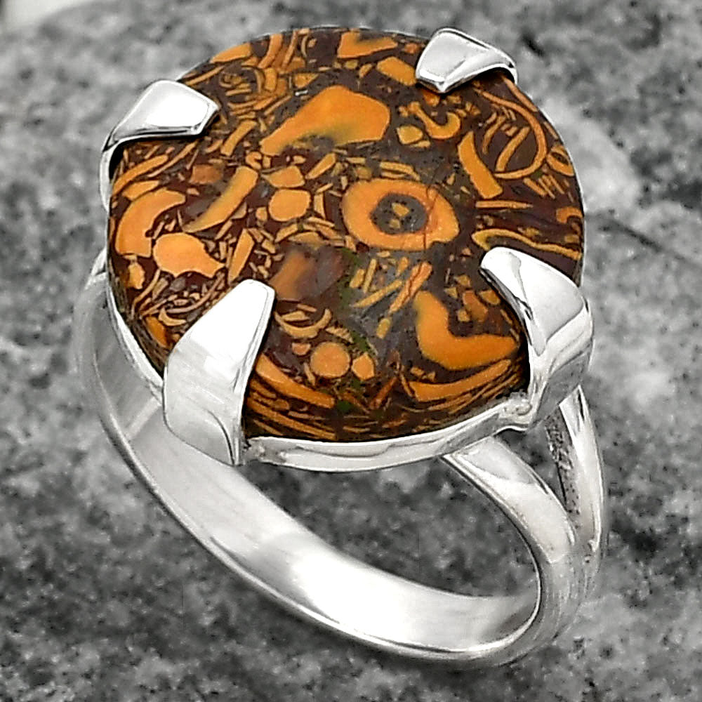 Coquina Fossil Jasper - India Ring size-8.5 R-1305 SDR157724