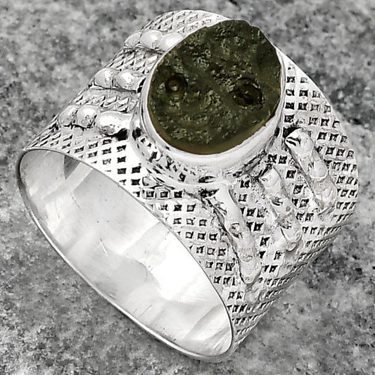 Natural Tektite Rough - Greek Ring size-9 R-1537 SDR158596