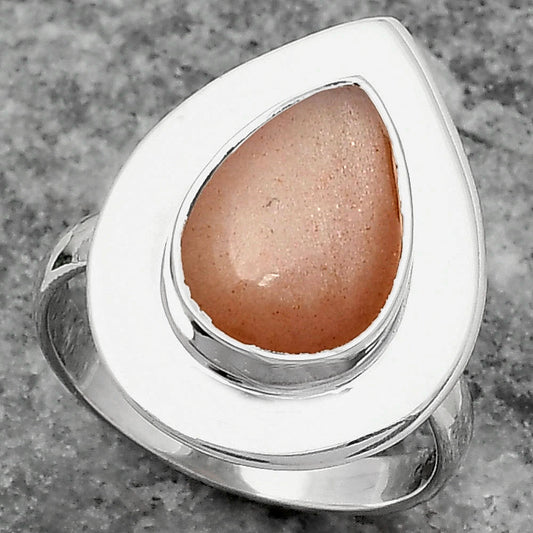 Natural Peach Moonstone Ring size-7 R-1082 SDR159182