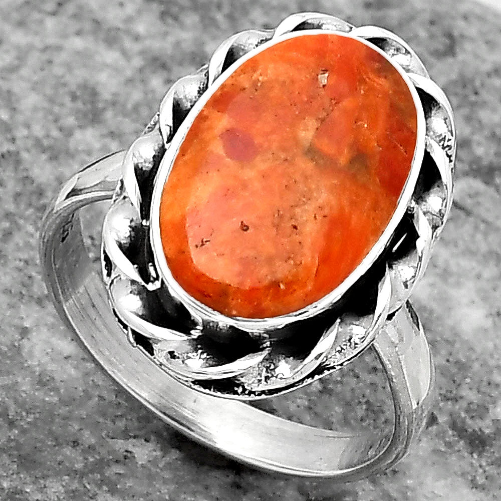 Natural Red Sponge Coral Ring size-7 R-1083 SDR159227