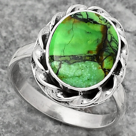 Natural Green Matrix Turquoise Ring size-7 R-1083 SDR159239