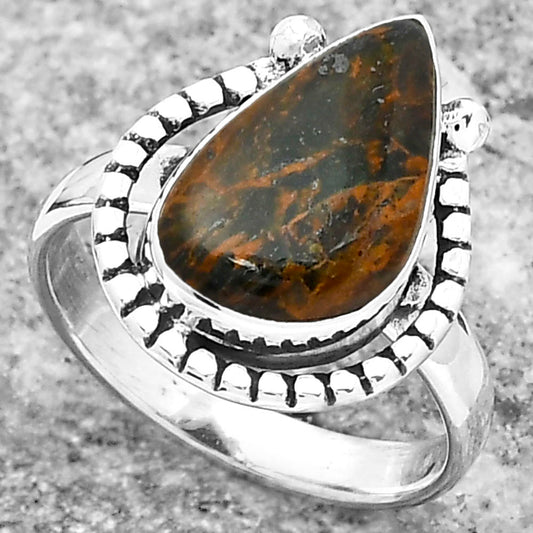 Natural Turkish Rainforest Chrysocolla Ring size-8 R-1518 SDR159446