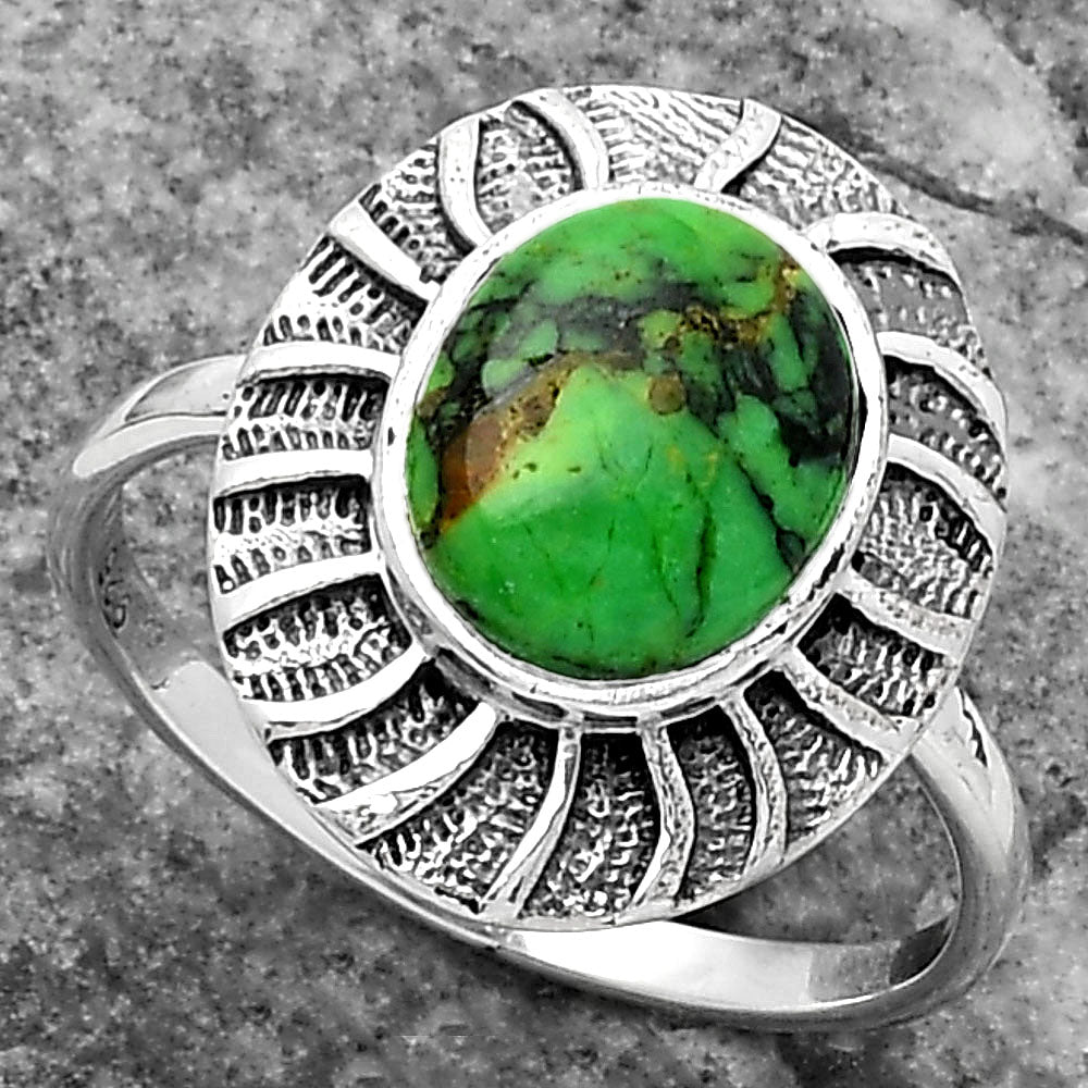 Natural Green Matrix Turquoise Ring size-8 R-1085 SDR159772