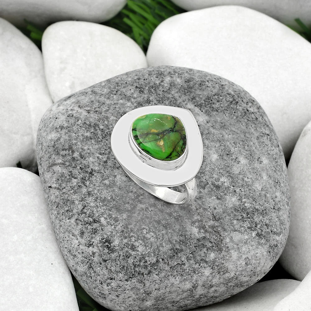 Natural Green Matrix Turquoise Ring size-7.5 R-1082 SDR160136