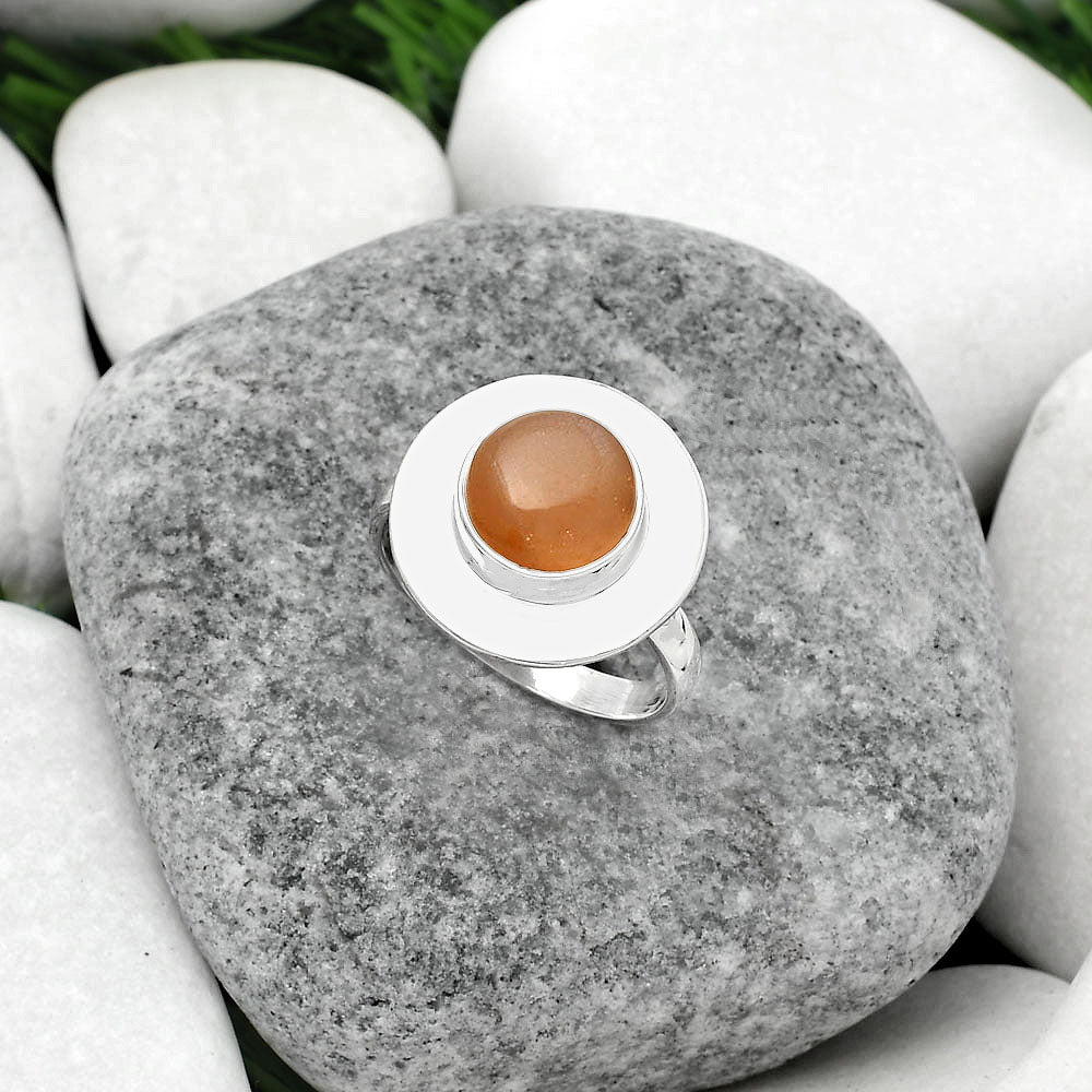 Natural Peach Moonstone Ring size-7.5 R-1082 SDR160204