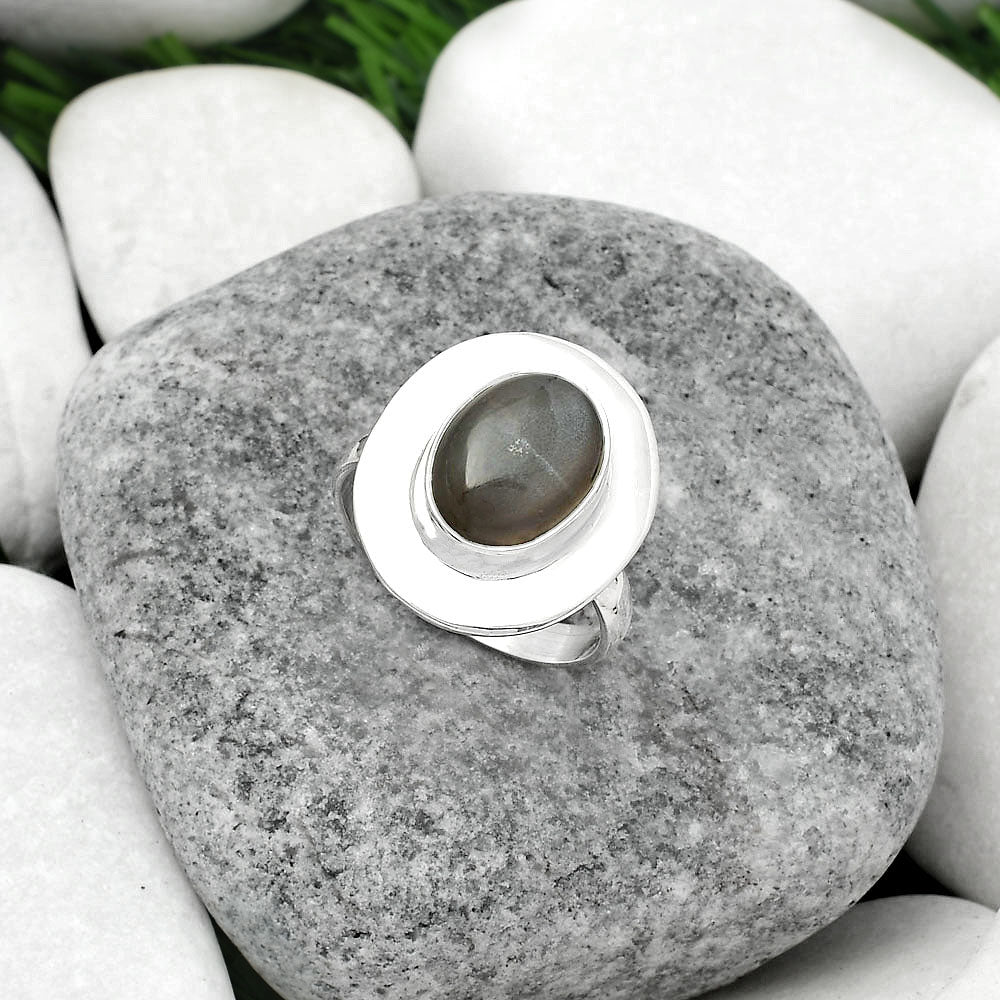 Natural Gray Moonstone Ring size-7.5 R-1082 SDR160206