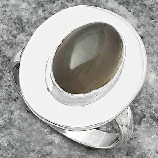 Natural Gray Moonstone Ring size-7.5 R-1082 SDR160210
