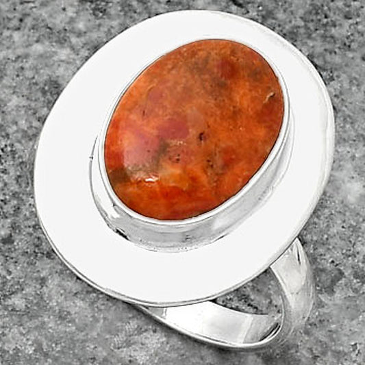 Natural Red Sponge Coral Ring size-8 R-1082 SDR160224