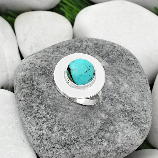 Natural Lucky Charm Tibetan Turquoise Ring size-8 R-1082 SDR160290