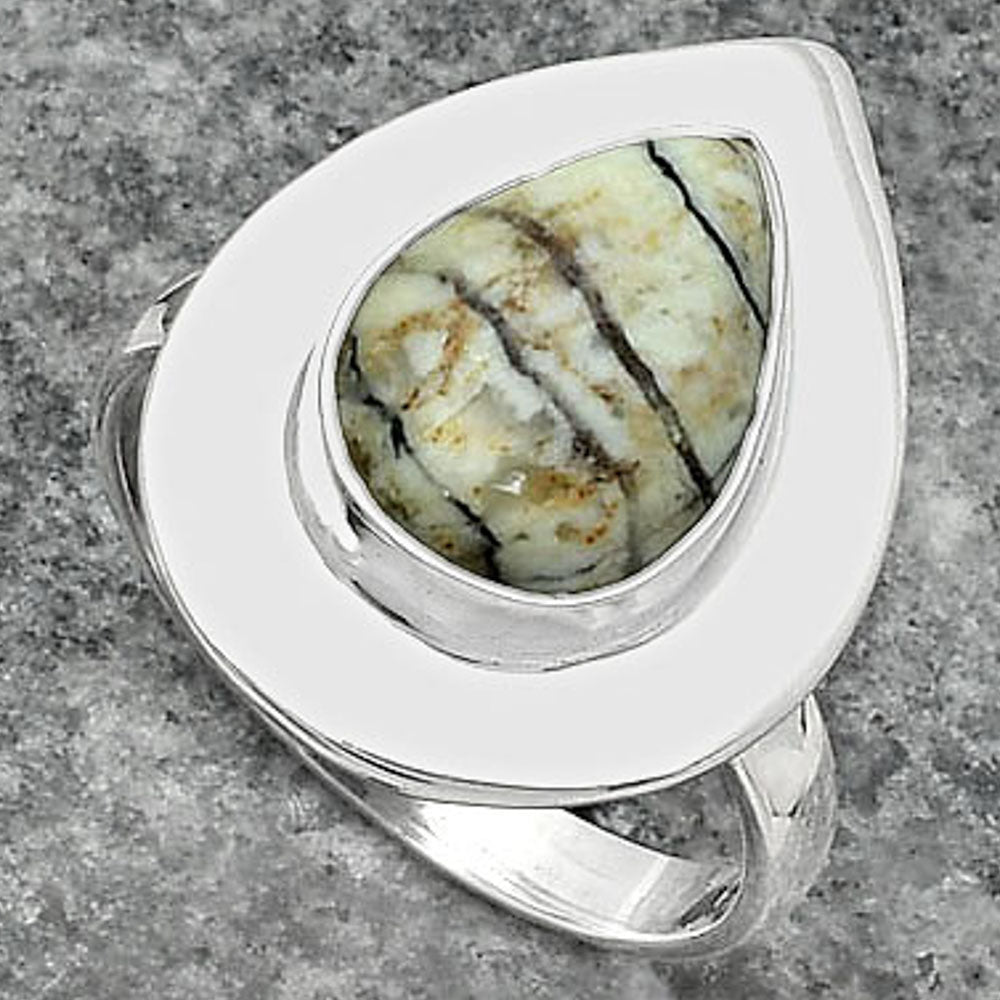 Authentic White Buffalo Turquoise Nevada Ring size-7.5 R-1082 SDR160304