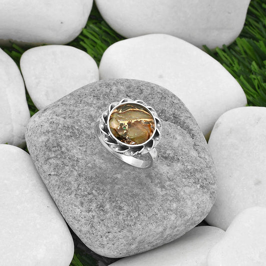 Natural Copper Abalone Shell Ring size-8.5 R-1083 SDR160375