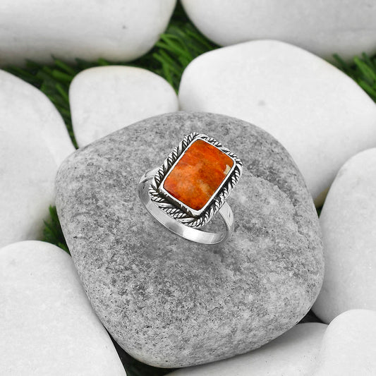 Natural Red Sponge Coral Ring size-8.5 R-1013 SDR160558