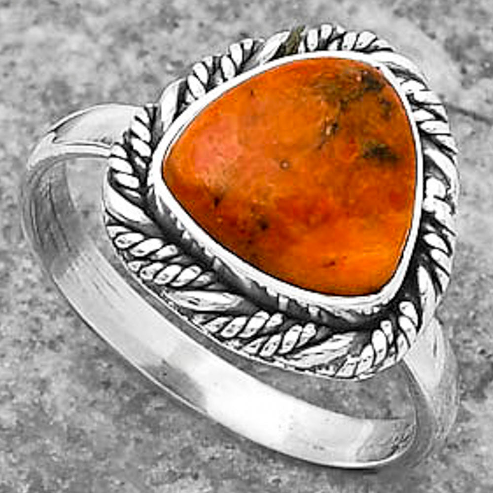 Natural Red Sponge Coral Ring size-8.5 R-1013 SDR160600