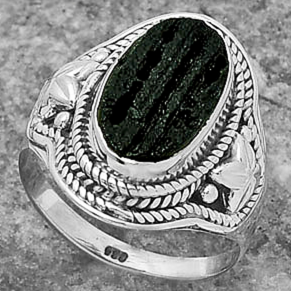 Natural Tektite Rough - Greek Ring size-7.5 R-1312 SDR160726
