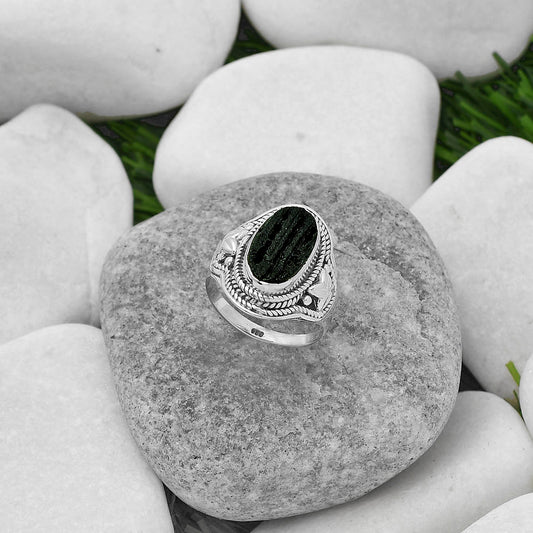 Natural Tektite Rough - Greek Ring size-7.5 R-1312 SDR160726